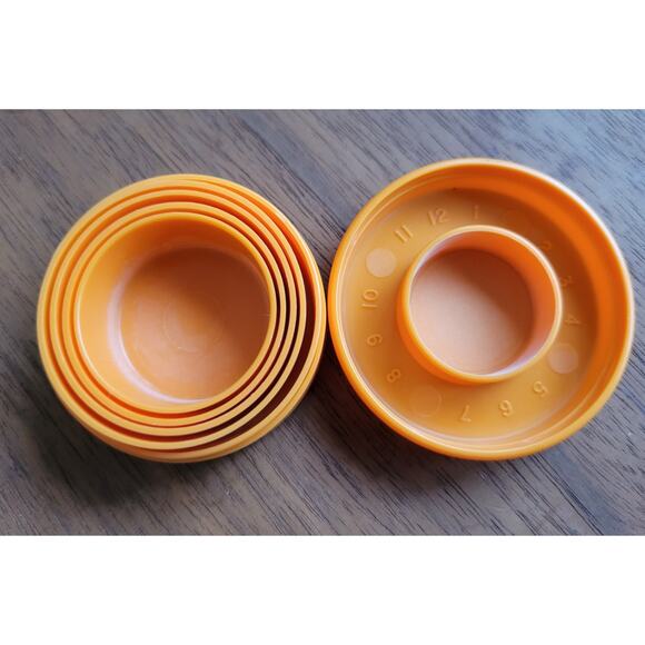 Vintage Stanhome Orange Tuckaway Collapsible Telescoping Travel Cup & Pill Box - Picture 4 of 6